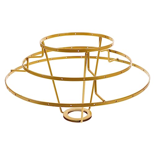 Chandelier Frame Lamp Shade Rings 3 Layer Lamp Guard Shade Fitter Iron Wire Light Bulb Guard Cage DIY Chandelier Lampshade Accessory for Ceiling Pendant Light Golden