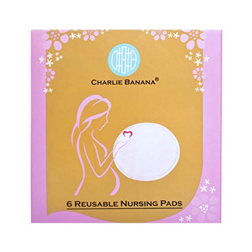 Charlie Banana Reusable and Washable Cotton and Fleece Nursing Pads, Maximum Absorbency, 6-Pack