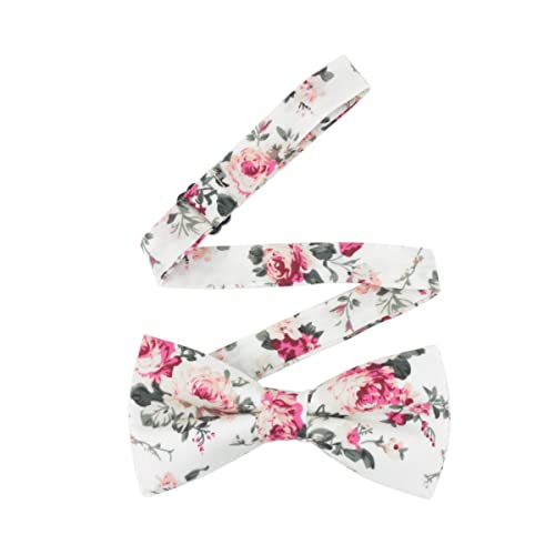 Fangfu Men's Cotton Floral Printing Bow Tie Pre-Tied Bow Tie (330), Medium #TOP1
