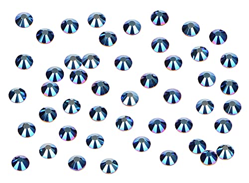 Image of 1440pcs Nail Rhinestones Glueless Round Crystal Flat Crystal Rhinestones for Jewelry Making with a Pen (SS20 1440pcs, My Blue)