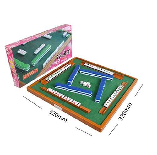Oubaiyi Mini Mahjong con Mesa Juego de Mahjong Chino Tradicional para Hogar o Viaje Juego de Mahjong Juego Familiar Juego de Amigos Juego de Mesa Juego de Mesa