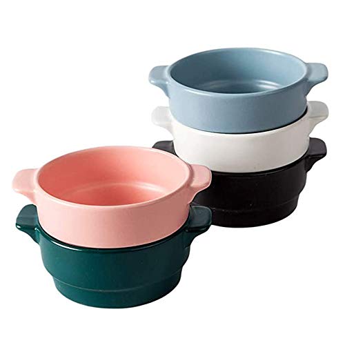 AWYGHJ Cuencos de Sopa de Cebolla Francesa de Porcelana, Cuencos Crocks de 12 oz con dise�o cl�sico y Elegante, Aptos para microondas y Horno, para Sopa, estofado, fr�o, Juego de 5