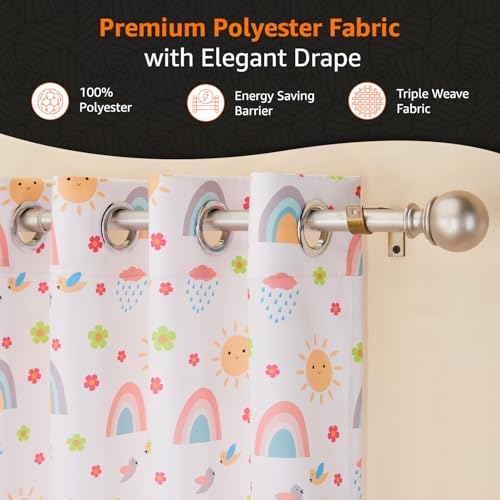 Image of Amazon Basics - Kids Room Darkening Digital Printed Door Curtains, 80-85% Room Darkening | 7 Feet |Set of 2| Digital Print | Kids Curtain |for Living Room and Bedroom | 115cmx 210cm, Design-Rainbow