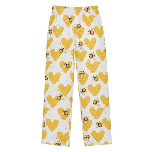 Bee Honey Love Boys Long Pants Soft Trousers Elastic Waist Kids Lounge Bottoms with Pockets S-XL