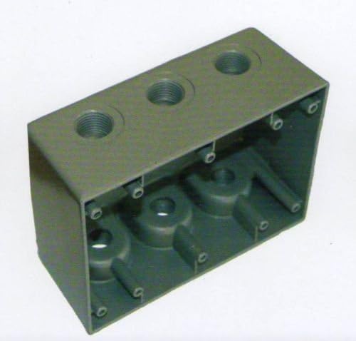 3 Gang Bell Gray Outdoor Triple Electrical Weather Proof Deep Box 7 Thread Holes 1/2" 3/4" 1" (7 X 3/4" Holes)