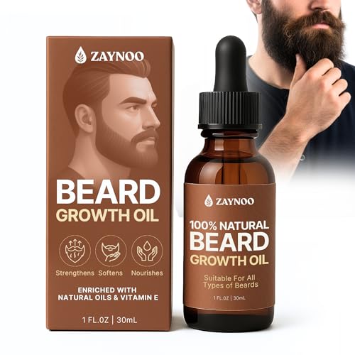 Zaynoo Beard Growth Oil for Men 30ml - Organic 100% Natural Jojoba & Argan Oil with Vitamin E for Mustache Growth Oil, Infused with Sandalwood Scent, Promotes Thicker Fuller Beard & Reduces Itch