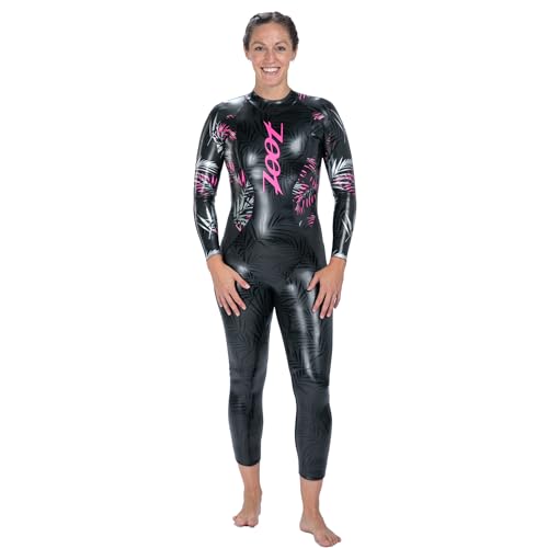 Zoot Womens Maui Wetsuit Full Sleeve Neoskin Neoprene Buoyancy Suit for Open Water Swimming Triathlons & Training - Pink Palm - Medium