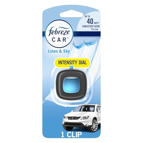 Febreze Car Air Freshener Vent Clip, Linen & Sky, 1 Count