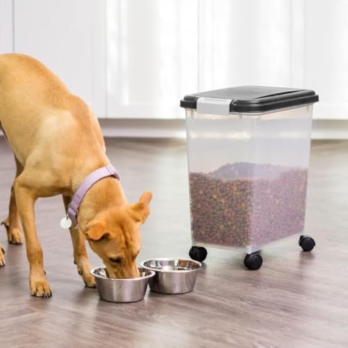 IRIS USA Airtight Pet Food Storage Rolling Container, 30 lb Capacity, Black - Image 3
