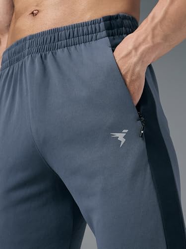 Image of TECHNOSPORT Men's Slim Fit Mid Rise Solid Trackpant with Techno Dry for Gym, Workout & Sports