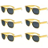 Zylothex Black Sunglasses Bulk Adults Wholesale Gold Frames Square Retro Style Sunglasses Summer Party Favors (6, Gold)