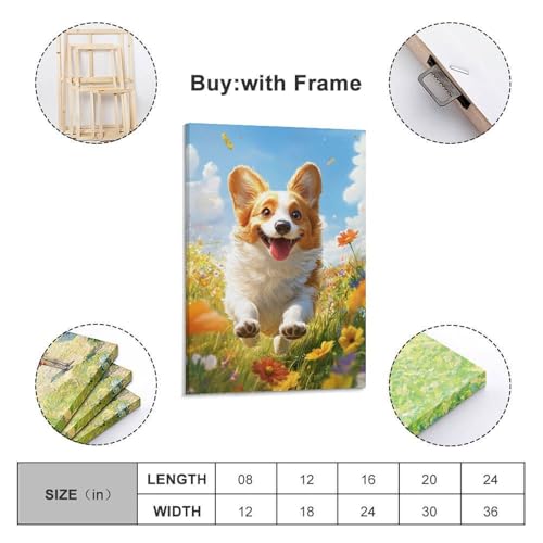 Tableau impression sur toile corgi moderne affiche murale 40x60