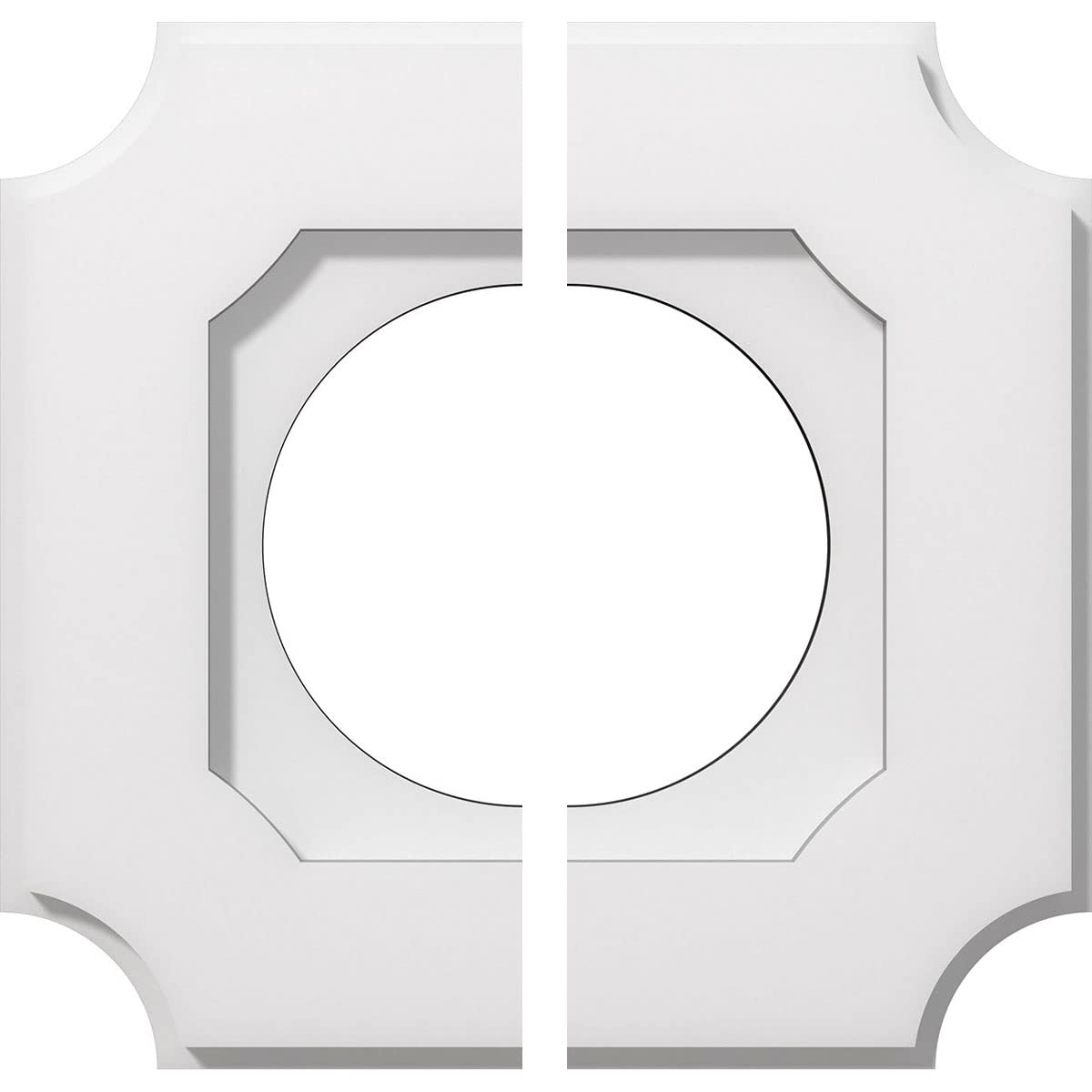 Ekena Millwork CMP12LE2-06000 Locke Architectural Grade PVC Contemporary, Two Piece Urethane Ceiling Medallions 12"OD x 6"ID x 7"C x 1"P
