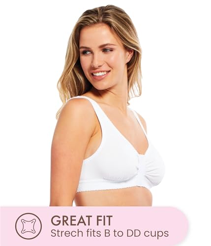 image for Carole Martin Full-Freedom Front Closure Wireless Cotton Bra-34 White