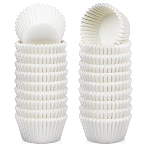 Caperci 500 Count Mini Cupcake Liners White Muffin Liners Greaseproof No Smell Small Cupcake Wrappers Baking Cups Cover