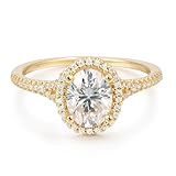 Lispark 14K Yellow Gold Oval Moissanite Rings 1.5 Carat Oval Cut Moissanite Engagement Ring 1.5 Carat Halo 14K Gold Rings for Women (Yellow Gold - 9)