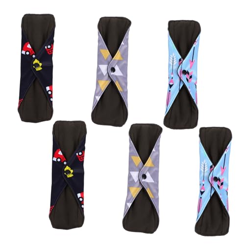 Veemoon 6 piezas Unidades Toallas Sanitarias Reutilizables de Bambú Absorbentes con Broches para Mujer Protección y Cómoda para Menstruación Color Aleatorio Color Aleatorio