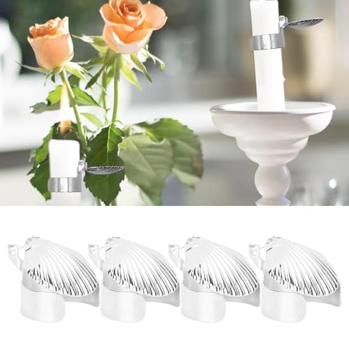 Bewinner 4-teiliger Kerzenlöscher, Automatischer Kerzenlöscher, Automatischer Kerzendochtlöscher-Stopper, Kerzenschutz-Dochtflammenlöscher Zum Sicheren Löschen der Kerzenflamme (Silver)