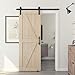 LD Build 30in x 84in Sliding Barn Wood Interior Door Slab with Barn Door Handle and Floor Guide, Solid Nature Wood, DIY Unfinished Panel, Environmental, Easy Installation, K-Frame (Fit 5FT Track)