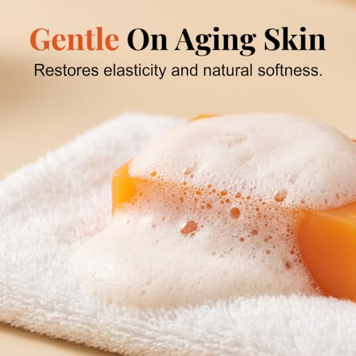 Image of Kruggo Deodorizing Persimmon Soap Bar, Citrus Scent Cleansing Bar for Adult Skin (2 pcs, A)