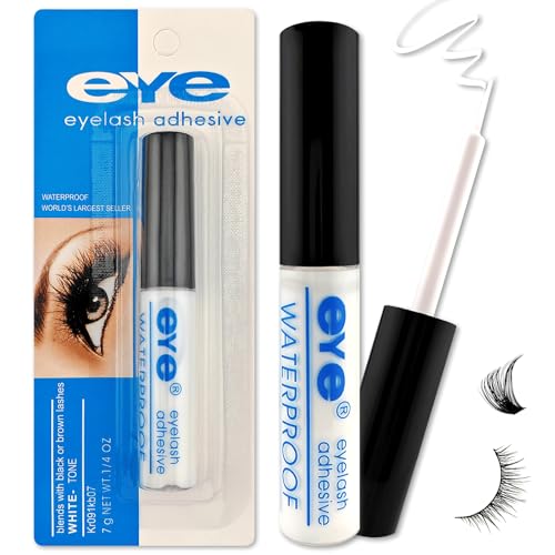Falsche Wimpern Kleber Super Strong Hold Clear Glue Professional Latex Free Eyelash Glue Waterproof Lash Glue Best White Strip Eyelash Adhesive 5ml 0.17oz (1P-5ml-Blue)