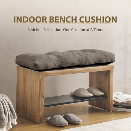 downluxe Indoor Bench Cushion for Indoor Furniture, Non-Slip Tufted Overstuffed Textured Foam Bench Seat Cushion, 48" X 16" X 4", Khaki, 1 Pack by downluxe - Used condition - Image 7