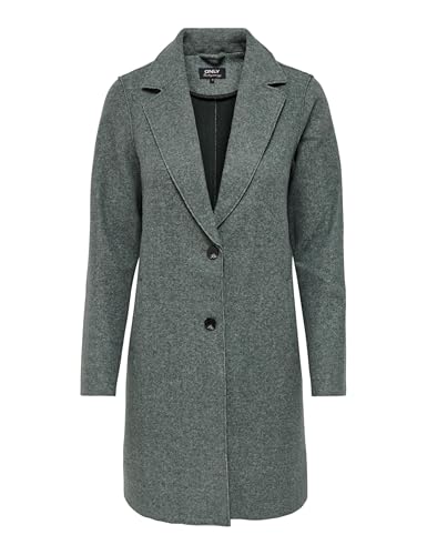ONLY Damen Kurzmantel Carrie Bonded lange Damenjacke mit Knopfleiste 15213300 Balsam Green Melange L
