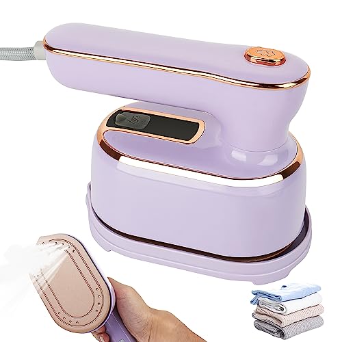 Lotvic Mini Plancha de Vapor, 1000W Mini Plancha de Viaje, 180 Grados Plegable Handheld Household Steam Iron, Plancha de Viaje Portátil,Planchado en Seco y Húmedo para la Familia y Viajes (Púrpura)