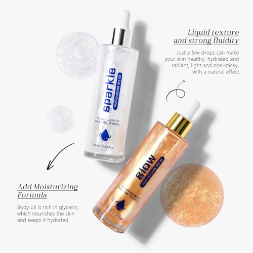 KYDA Body Shimmer Oil, High Gloss Face and Body Luminizer Oil, Face Glitter Lotion Makeup, Long Lasting and Moisturizing Liquid Highlighting Drops for a Radiant Glow- White moonbeam, 3.33 Fl Oz – Bild 6