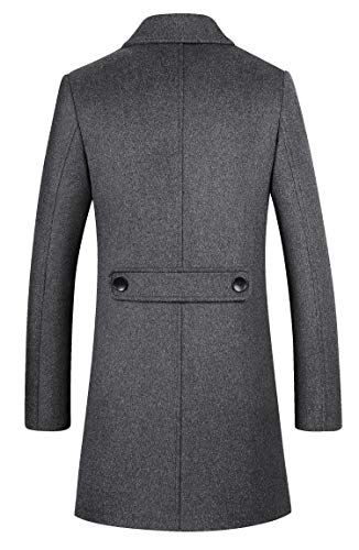 Image of Men's Stylish Wool Blend Double Breasted Long Pea Coat