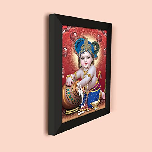 Image of PAPER PLANE DESIGN Religious Baby Krishna Poster for Pregnant Women Bal Roop Kanha Kanhaiya (A4 FRAMED)