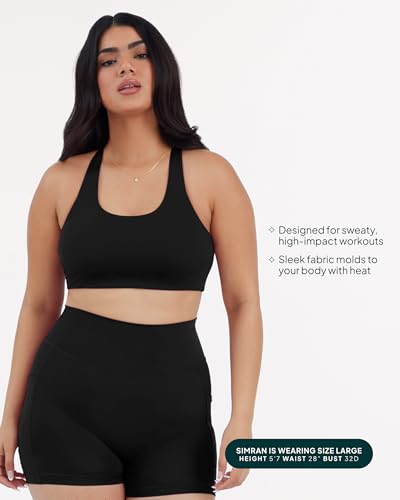 PAVOI ACTIVE Racerback Supportive Sports Bras for Women - High Support Scoop Neck Gym Workout Bra Removable Pads - HiPerform4