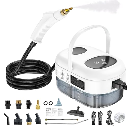 Handheld Steam Cleaner, 2500W Portable Steamer Cleaning, High Pressure Steam Cleaner with 6 Brush...