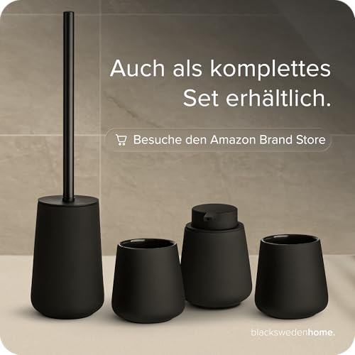 blackswedenhome. Toilettenbürste Schwarz - Hochwertige Keramik - Nordic Design, Badaccessoires matt schwarz Toilettenbürste Bad