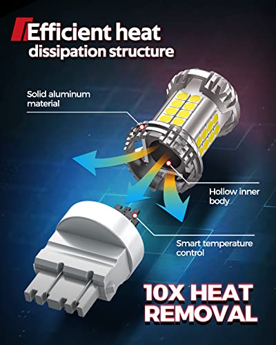 Torchbeam 3157 3156 Led Bulb Reverse Lights 6000K White, 600% Brighter 3056 3057 4057 4157 Led Light For Taillight, Backup Light, Drl, Brake Parking Signal Light, Non-Polarity,3030 38-Smd Upgrade #TOP4