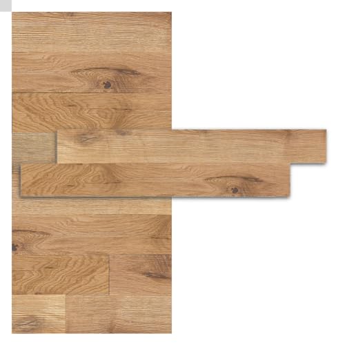 iWerk® Echtholz Wandpaneele selbstklebend | Nachhaltige Wandverkleidung | Holzpaneele für Wand & Decke | Natürliche Echtholzpaneele „Düne“ – 78 × 10 × 0,5 cm