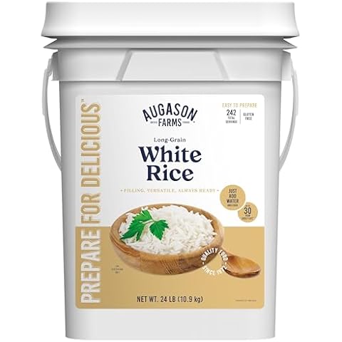 Augason Farms Long Grain White Rice 24 Pound Pail Cover