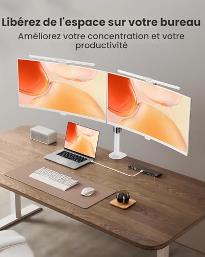 Support ecran PC 2 ecran reglable en hauteur bras robuste VESA 100 - 5