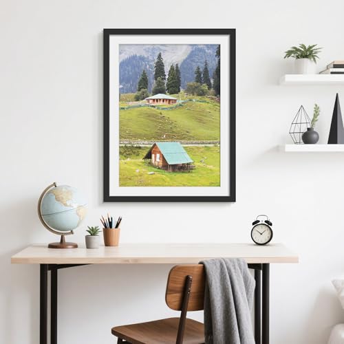 Picrit 24x32 Black Poster Frame 7 Pack, Display Pictures 20 x 28 Picture with Mat or 24 x 32 without Mat for Horizontal or Vertical Wall Mounting, Wall Gallery Photo Frames