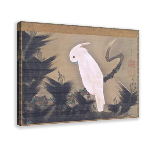 Toile Ito Jakuchu cacatoès blanc pour embellir un mur vide de bureau ou salon