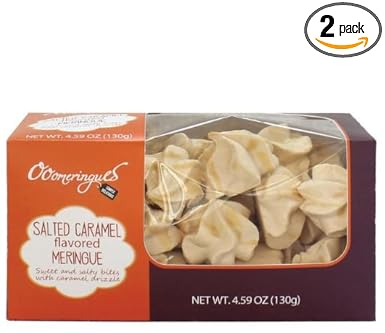Gourmet Salted Caramel Meringue Cookies - Light & Airy French-Style Dessert - Gluten-Free Sweet Treats - Perfect for Family Sharing - 130g (2 Pack)