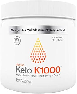 Keto K1000 Electrolyte Powder | Hydration Supplement Drink Mix | Boost Energy & Beat Leg Cramps | No Maltodextrin or Sugar | Orange, Lighter Stevia Taste | 50 Servings