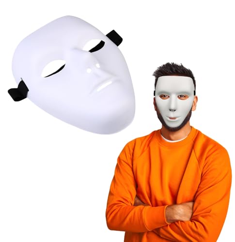 Nicky Bigs Novelties Adult Blank White Male Full Mask Plain Thick Plastic Masquerade Face Masks Cosplay Halloween Costume