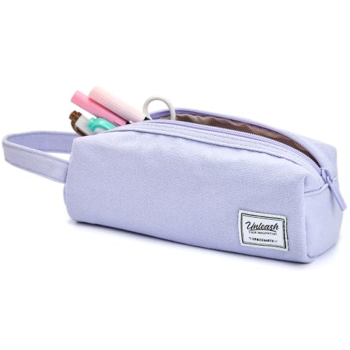 Image of SPACEMATE Pencil Case Pouch Box Bag School Supplies Girls Boys Kids, Cute Preppy Stuff Large Big Capacity Aesthetic Canvas Pen Organizer, Back to College Stationary, Purple, Simple Style, 1200ml
