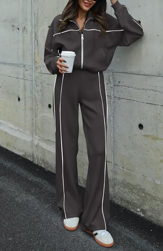 Image of BTFBM Women's Two Piece Tracksuit Fall 2026 Long Sleeve Zip Up Sweatshirt Long Pants Outfits Jogger Sweatsuit Sets