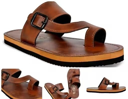 Image of Men's Printed Synthetic Flip Flops Slippers Comfortable Slip On Pair Rubber Sole Casual Chappals For Daily Use 137