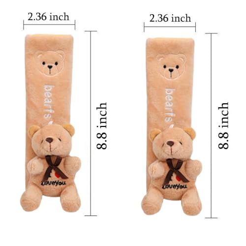 Image of RedOak Car Seat Belt Shoulder Pads Cover- Pack of Two - Cute Teddy Bear