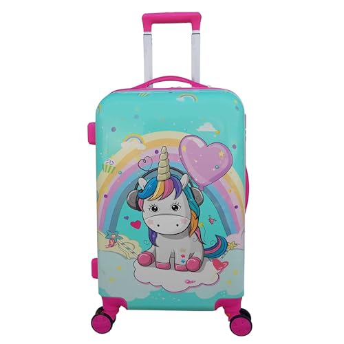 Image of JUNIOR JOE 20 Inch Kids Suitcase with 4 Wheel Travel Trolley Bag (4 Day Trip) (Blue)