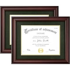 Mahogany Frame / Green & Gold Mat - 11x14 matted to 8.5x11