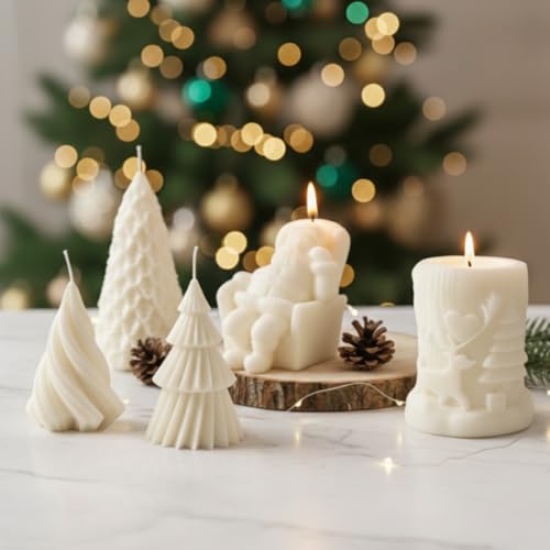 5er Set Deko - Kerzen für Weihnachten & Advent | Handgefertigt aus...